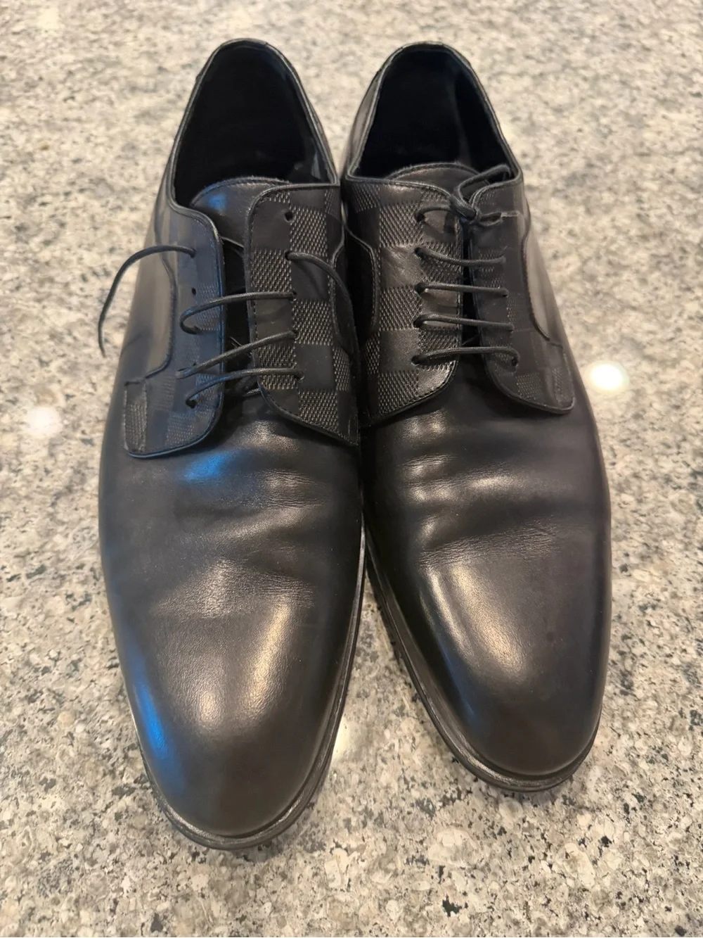 Louis Vuitton Black Leather Lace-Up Oxfords